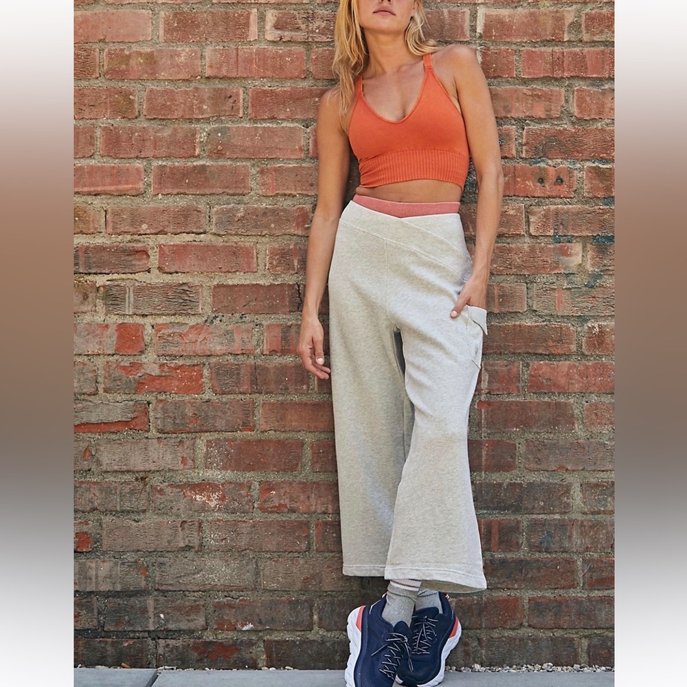 Free People Wide-Leg Crop Sweatpants low rise